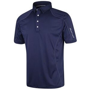 Island Green Mens Topstitched Golf Polo Shirt / Navy